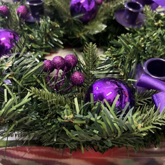 Christmas Advent Wreath Purple Ribbon 22” New - Picture 2 of 3
